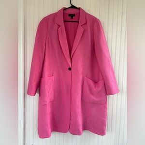 Halogen Women's Bright Pink Corduroy Trench Jacket Ribbed Lightweight Size 2X